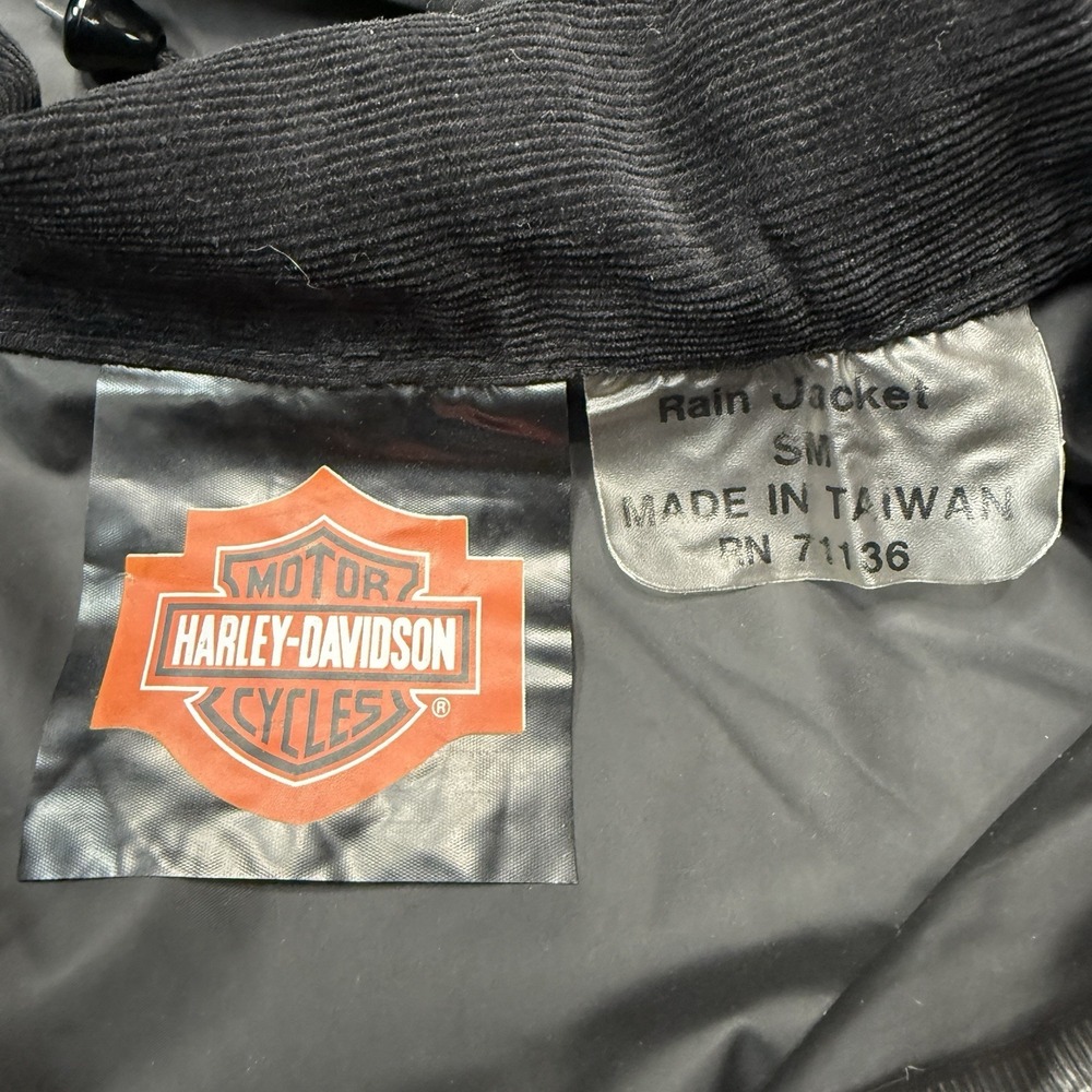 Harley Davidson Rain Jacket Womens Small Black Wind Resistant Hood Pockets Logo - Picture 5 of 13